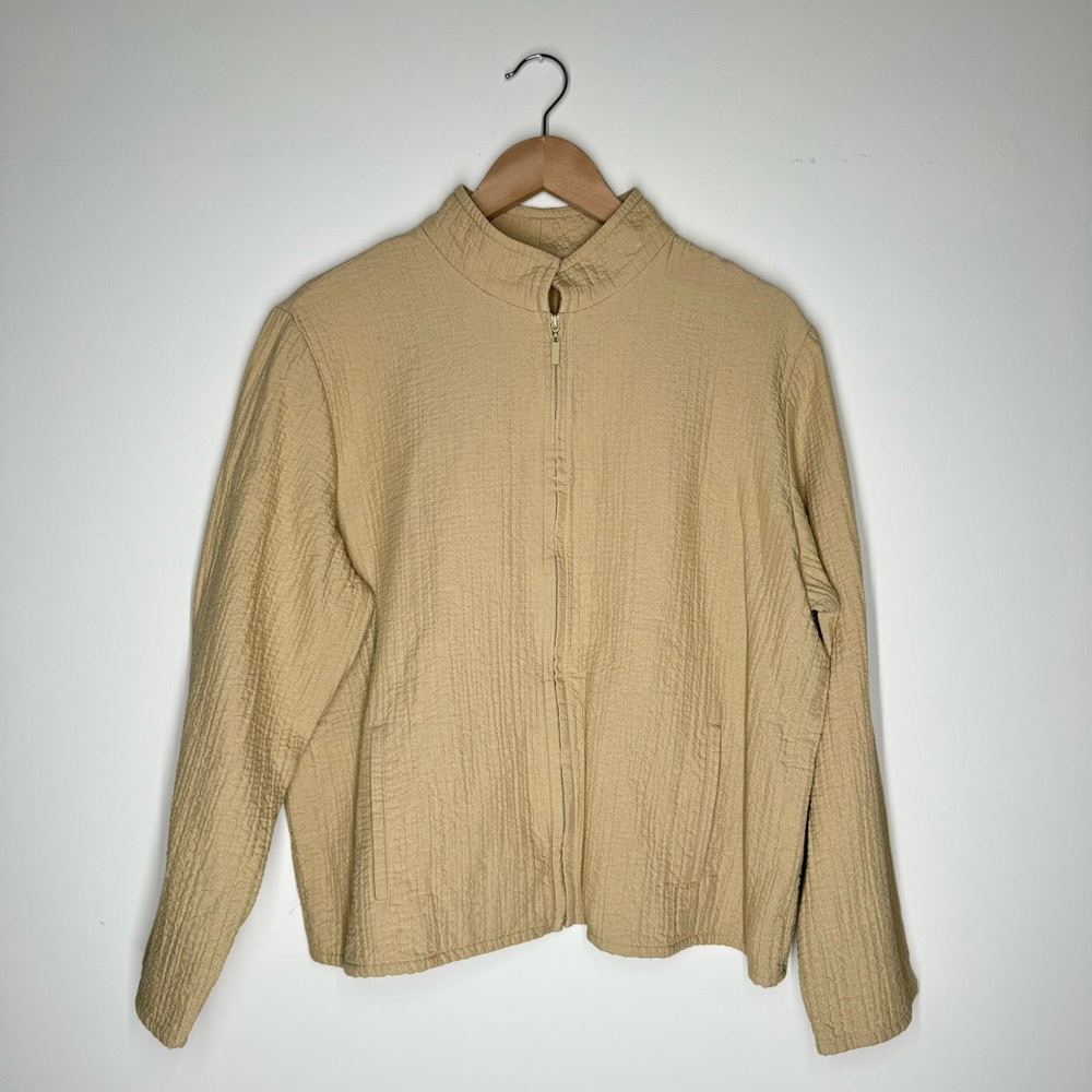 Eileen Fisher linen look blend Jacket zip up artist coat